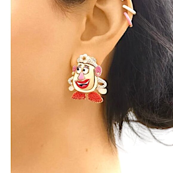 Disney Pixar Baublebar Toy Story Mr. & Mrs. Potato Head Earrings Gold Tone Studs - Picture 10 of 10